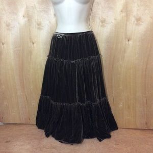 FRESH TWIST Brown Silk Velvet Peasant Skirt XL